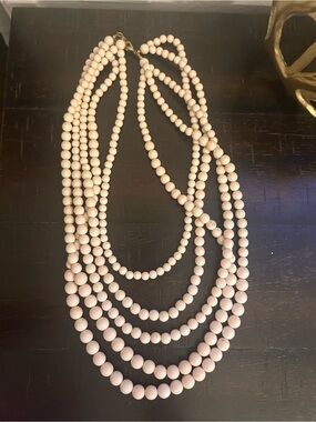 Multi-Strand Cream Beaded Statement Necklace